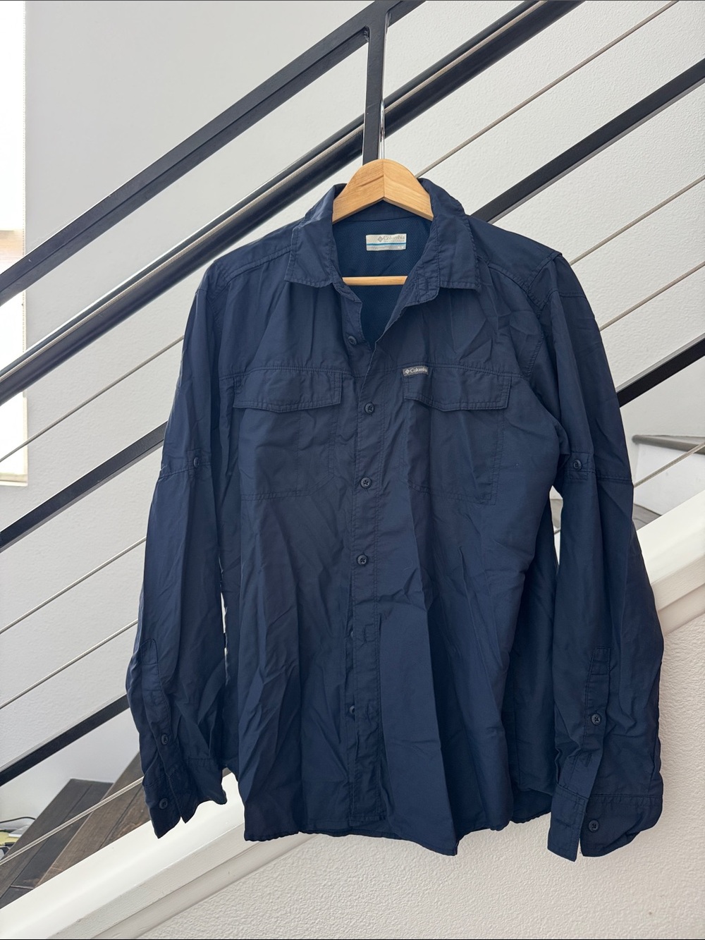 Men's Columbia Lightweight Navy Shirt Jacket - Outdoor Button-Up